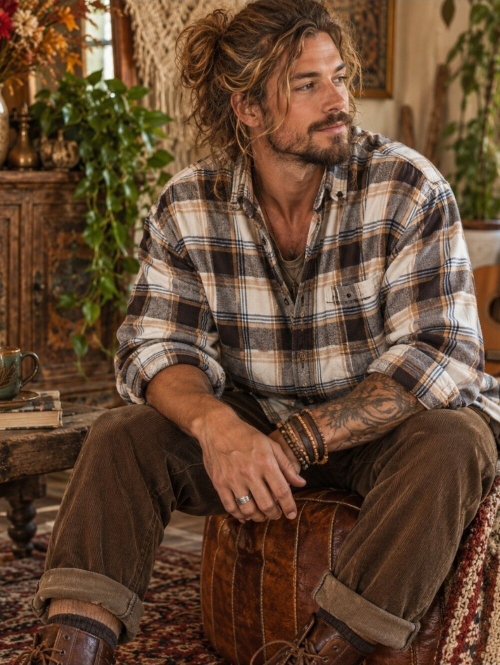 4/$15 Croft & Barrow Plaid Flannel Button Up Shirt Large Oversized Grandpacore